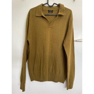 Massimo Dutti Men extra fine Wool Jumper Sweater Size US L mustard sage green
